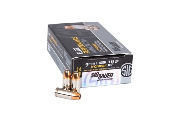Sig V-Crown JHP 115gr 9mm 50 Rounds (E9MMA1-50)