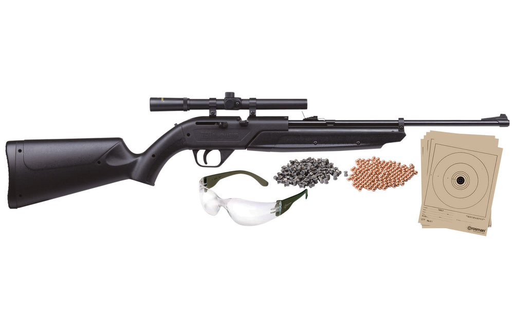 Crosman 760BKT 760 Pumpmaster Rifle Kit Pump 177 Pellet,177 BB Black Black Synthetic Stock 4x15 mm