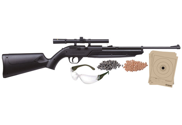 Crosman 760BKT 760 Pumpmaster Rifle Kit Pump 177 Pellet,177 BB Black Black Synthetic Stock 4x15 mm