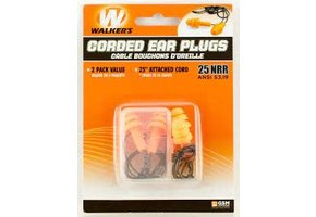 Walker's Corded Ear Plugs (NRR 25 dB) with Case Pack of 2 Pairs Orange