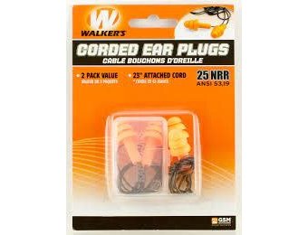 Walker's Corded Ear Plugs (NRR 25 dB) with Case Pack of 2 Pairs Orange