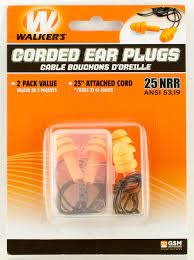 Walker's Corded Ear Plugs (NRR 25 dB) with Case Pack of 2 Pairs Orange