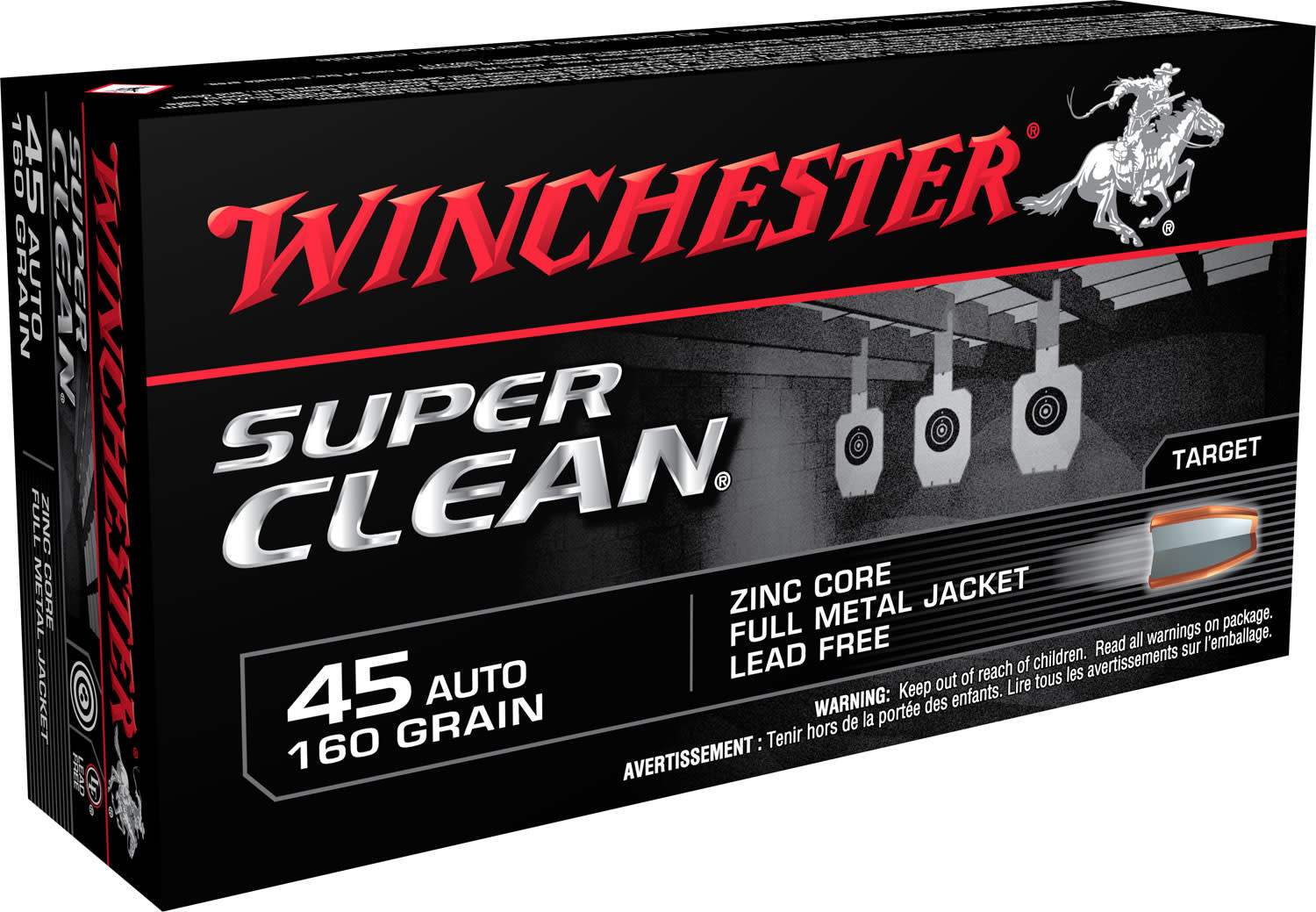 Winchester Ammo W45LF Super Clean 45 ACP 165 gr Lead Free Full Metal Jacket 50 Bx/10 Cs
