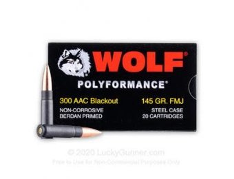 300 AAC Blackout - 145 Grain FMJ - Wolf - 20 Rounds WOL300AACFMJ