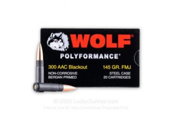 300 AAC Blackout - 145 Grain FMJ - Wolf - 20 Rounds WOL300AACFMJ