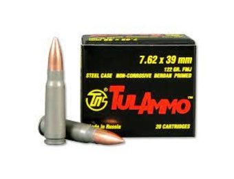 TULA762OS Rifle 7.62x39mm 122 gr Full Metal Jacket (FMJ) Steel Case 20 Bx