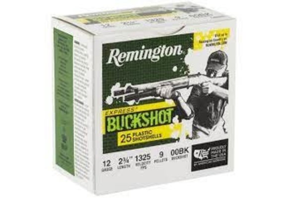 Remington Ammunition 20411 Express 12 Gauge 2.75" 9 Pellets 00 Buck Shot 25 Bx