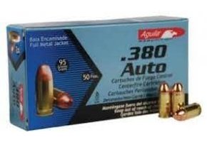 Aguila 1E802110 Pistol 380 ACP 95 gr Full Metal Jacket (FMJ) 50 Bx/ 20 Cs