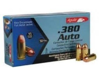 Aguila 1E802110 Pistol 380 ACP 95 gr Full Metal Jacket (FMJ) 50 Bx/ 20 Cs