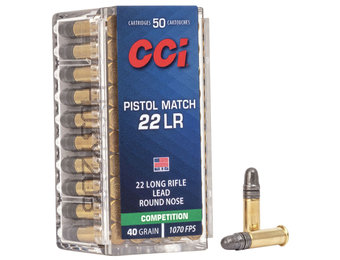CCI 0051 Competition Pistol Match 22 LR 40 gr Lead Round Nose
