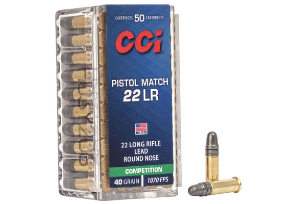 CCI 0051 Competition Pistol Match 22 LR 40 gr Lead Round Nose