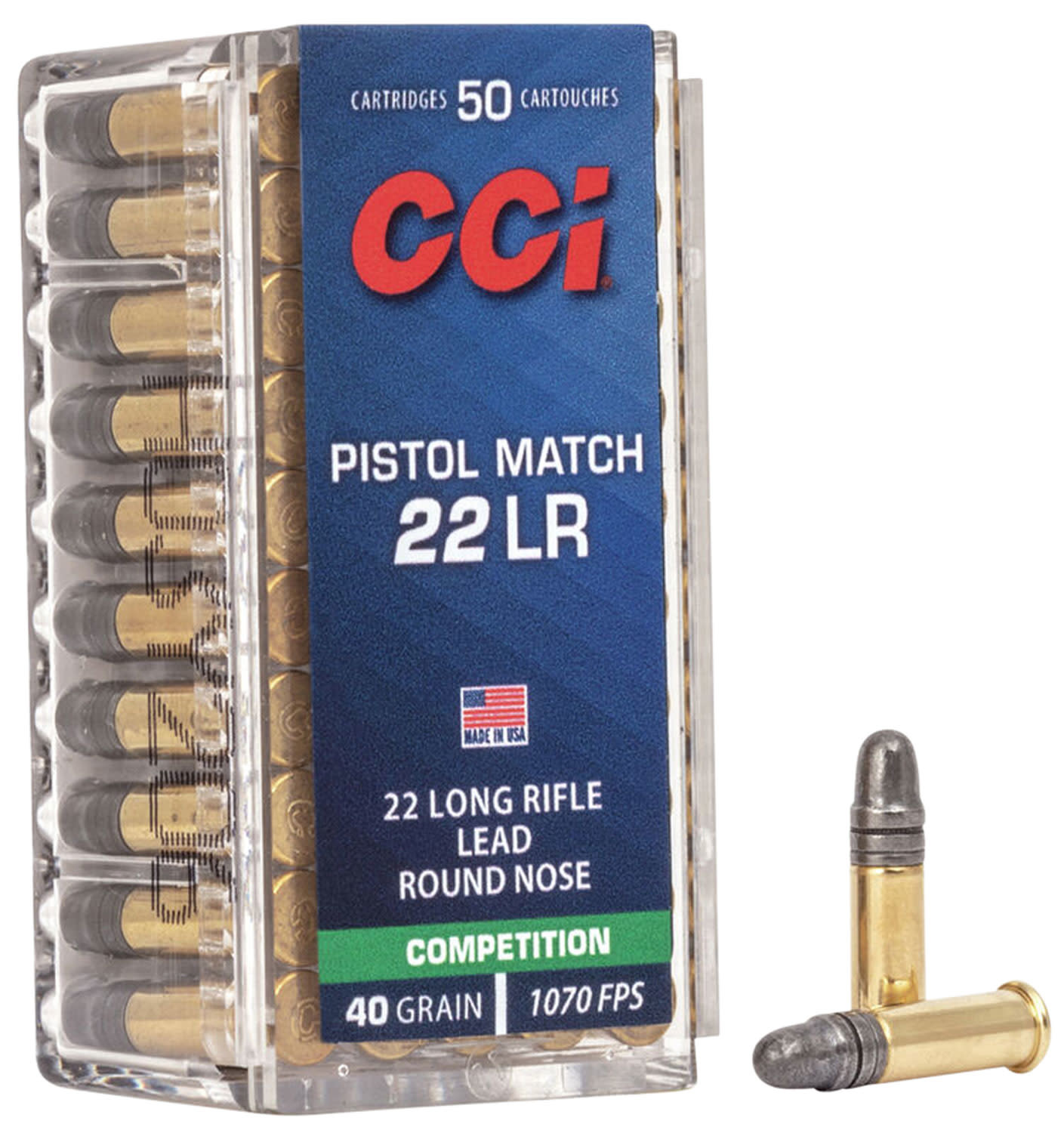 CCI 0051 Competition Pistol Match 22 LR 40 gr Lead Round Nose