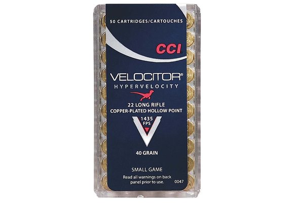 CCI 0047 Velocitor 22 LR 40 gr Copper Plated Hollow Point