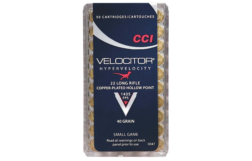 CCI 0047 Velocitor 22 LR 40 gr Copper Plated Hollow Point