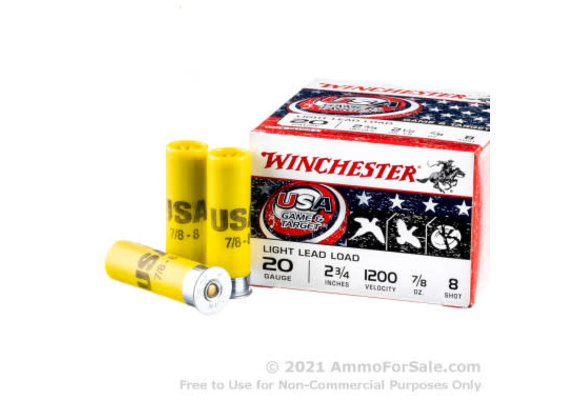 Winchester 20 Ga - 25 Rounds of 7/8 ounce #8 shot