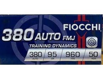 Fiocchi 380AP Training Dynamics 380 ACP 95 gr Full Metal Jacket (FMJ) 50 Bx