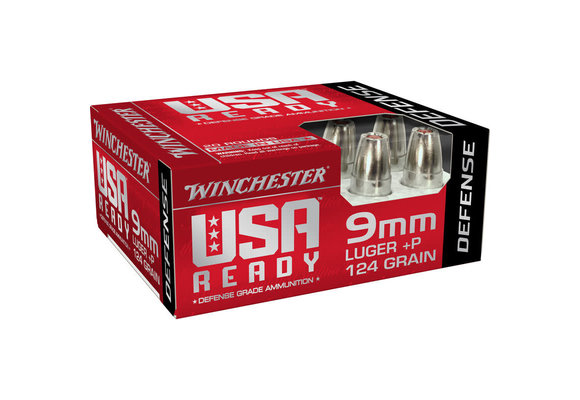 Winchester USA Ready Defense 9mm Luger +P Ammunition 124 Grain JHP 1200 fps