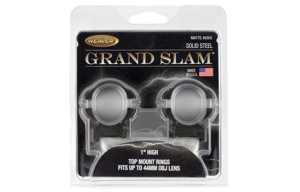 Weaver Mounts 49303 Grand Slam Scope Ring Set Medium 1" Matte Black Steel