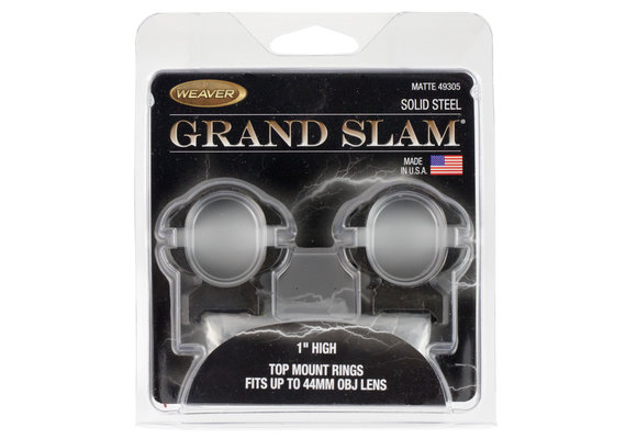 Weaver Mounts 49303 Grand Slam Scope Ring Set Medium 1" Matte Black Steel