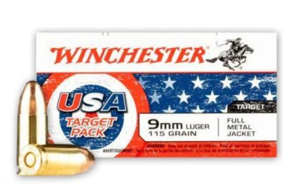 Winchester USA 9mm 115 gr. Full Metal Jacket 50rds