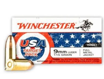 Winchester USA 9mm 115 gr. Full Metal Jacket 50rds