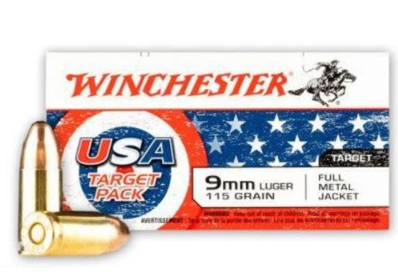 Winchester USA 9mm 115 gr. Full Metal Jacket 50rds