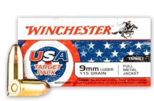 Winchester USA 9mm 115 gr. Full Metal Jacket 50rds