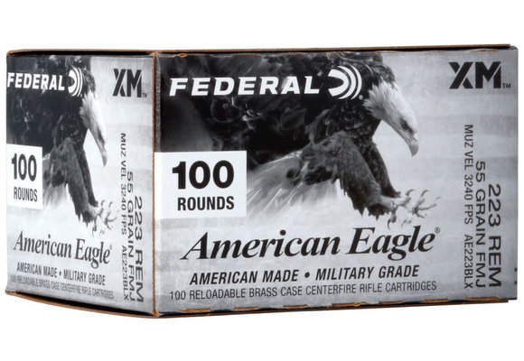 American Eagle 223 REM 55GR FMJ Boat Tail 100 Rounds