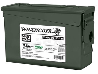 WINCHESTER LC M855 AMO 5.56X45MM 62GR 420RD CAN (GREEN TIP)