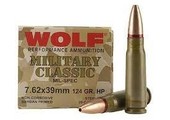 WOLF AMMO 7.62X39MM 123GR HP STEEL CASE 20-RD BOX (50 BOXES PER CASE)