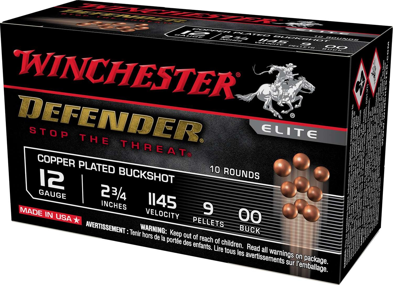 Defender Copper 12 Gauge 2.75" 9 Pellets 00 Buck Shot