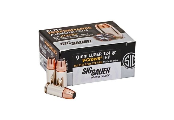 9mm 124gr Elite V-Crown JHP 20rds