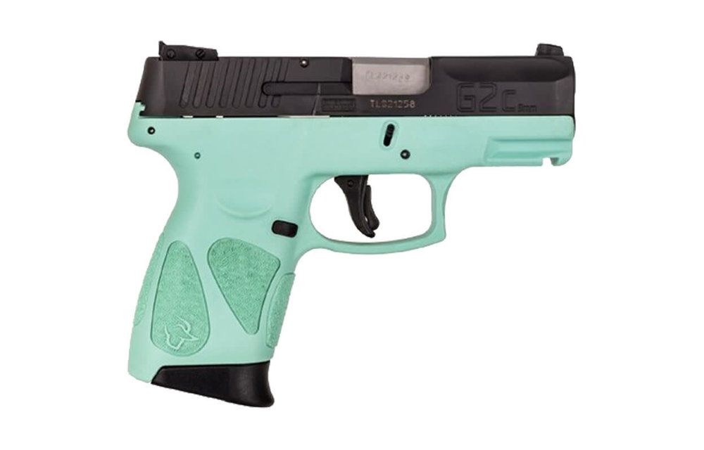 G2C 9mm Luger Semi Auto Pistol 3.2" Barrel 12 Rounds 3 Dot Sights Cyan Polymer Frame Black Finish
