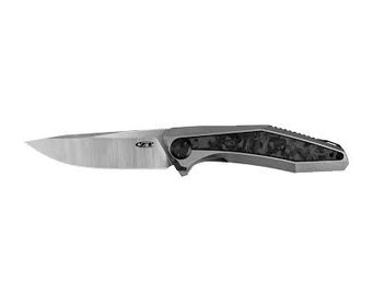Folding Knife 3.4" Drop Point CPM-20CV Stainless Steel Blade Marbled Carbon Fiber/Titanium Handle Black