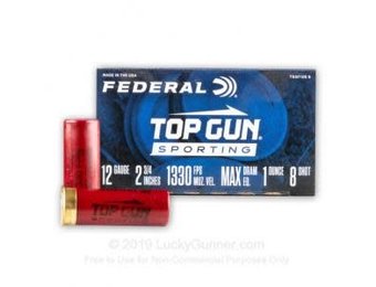 12 Gauge - 2-3/4" 1oz. #8 Shot - Federal Top Gun Sporting - 25 Rounds