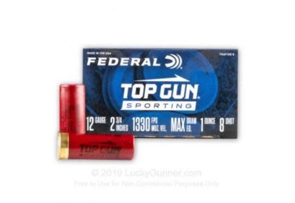 12 Gauge - 2-3/4" 1oz. #8 Shot - Federal Top Gun Sporting - 25 Rounds