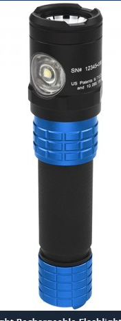 Metal Dual-Light Rechargeable Flashlight-Blue