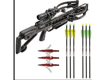 Crossbow Turbo S1 ACUslide Silent Cocking Moss Green 390fps Package w/Free 3pk Lighted Bolts & Broadheads CB22020-1519
