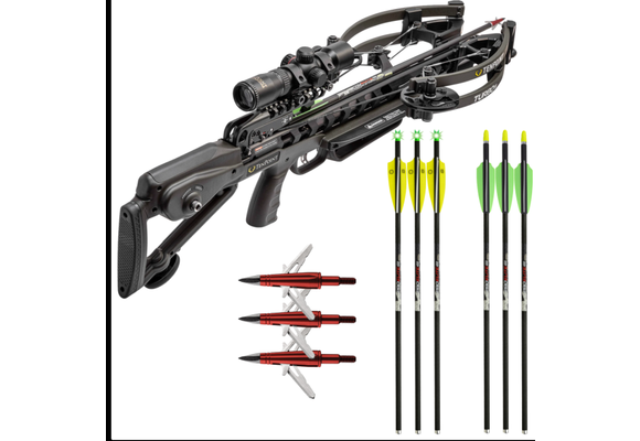 Crossbow Turbo S1 ACUslide Silent Cocking Moss Green 390fps Package w/Free 3pk Lighted Bolts & Broadheads CB22020-1519