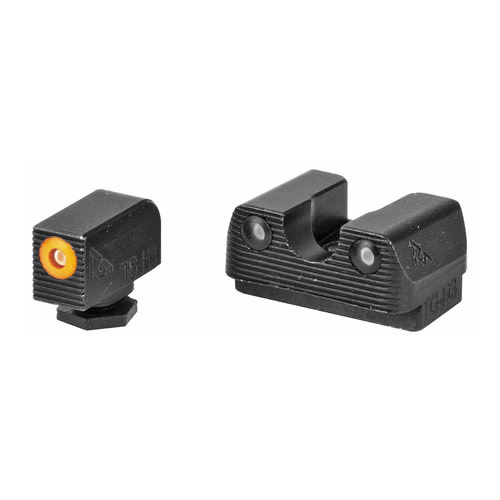 Rival Arms Tritium Night Sights Fits Glock 17/19 Green Tritium w/Orange Outline Front Green Rear