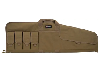SRC42-FDE Single Rifle Case Flat Dark Earth 600D Polyester with Mag Pouch, Lockable Zippers & Fleece-Lining