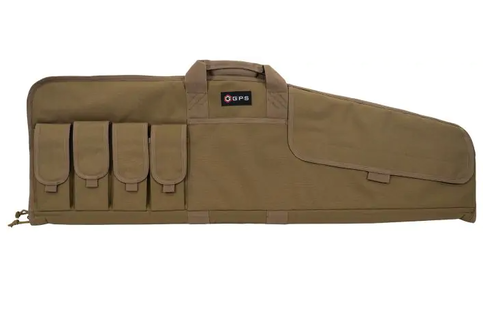 SRC42-FDE Single Rifle Case Flat Dark Earth 600D Polyester with Mag Pouch, Lockable Zippers & Fleece-Lining