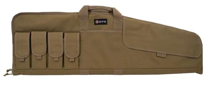 SRC42-FDE Single Rifle Case Flat Dark Earth 600D Polyester with Mag Pouch, Lockable Zippers & Fleece-Lining