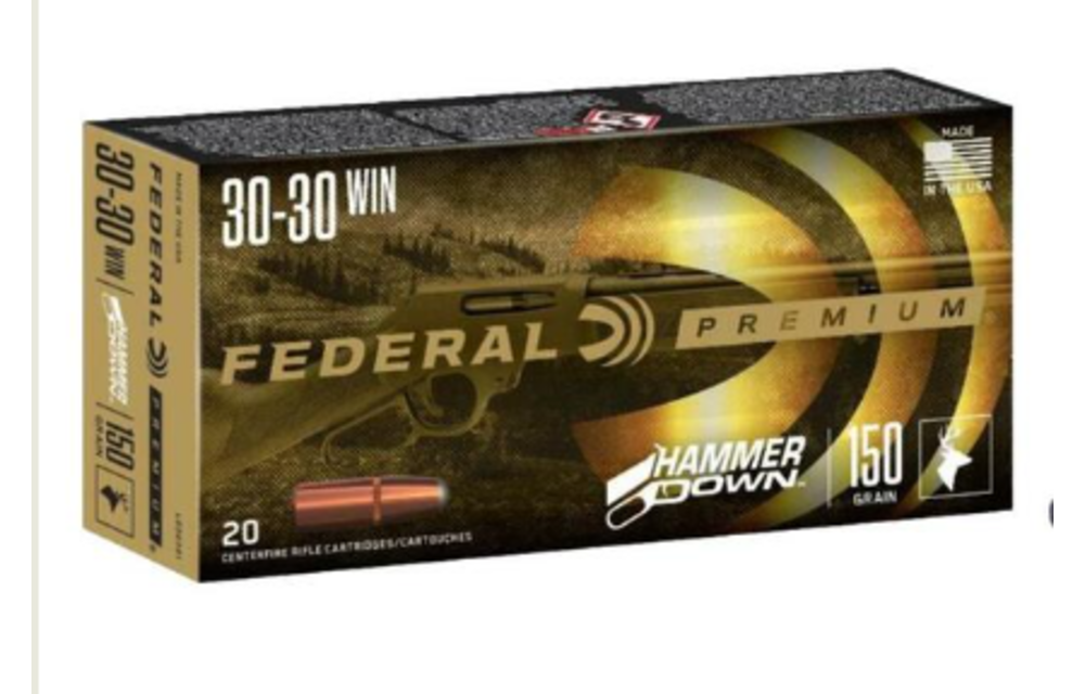 FEDERAL PREMIUM HAMMERDOWN 30-30 WIN 150 GRAIN BONDED SOFT POINT 20 ROUNDS PER BOX - LG30301