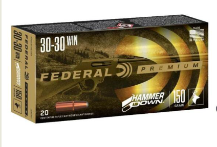 FEDERAL PREMIUM HAMMERDOWN 30-30 WIN 150 GRAIN BONDED SOFT POINT 20 ROUNDS PER BOX - LG30301