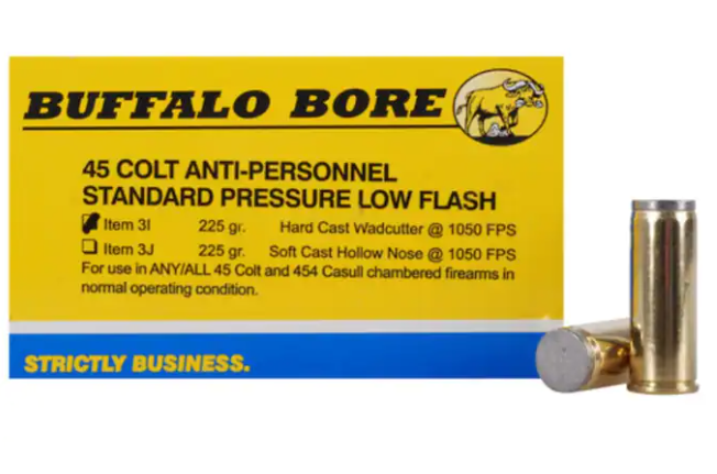Buffalo Bore Ammunition 45 Colt (Long Colt) 225 Grain Hard Cast Lead Wadcutter Anti-Personnel Box of 20