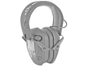 azor Freedom Series US Rifle Flag Electronic Earmuffs Ear Protection Black