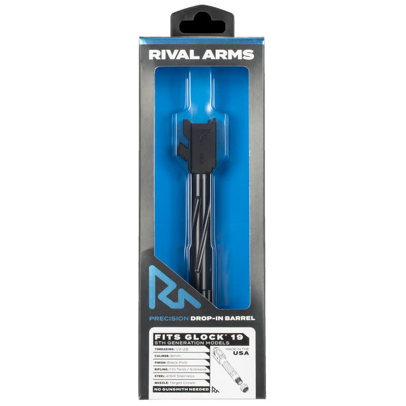 Barrel for Glock 19 Gen 5 Models 9mm Luger Fluted/Threaded 1/2x28 416R Stainless Steel PVD Coating Black Finish