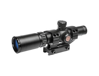 TRU-BRITE 30 Series 1-4x24 Tactical Rifle Scope Duplex Mil-Dot Reticle 30mm Tube 1/2" MOA Adjustment Fully Coated Lenses Matte Finish Black