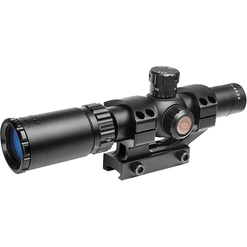 TRU-BRITE 30 Series 1-4x24 Tactical Rifle Scope Duplex Mil-Dot Reticle 30mm Tube 1/2" MOA Adjustment Fully Coated Lenses Matte Finish Black